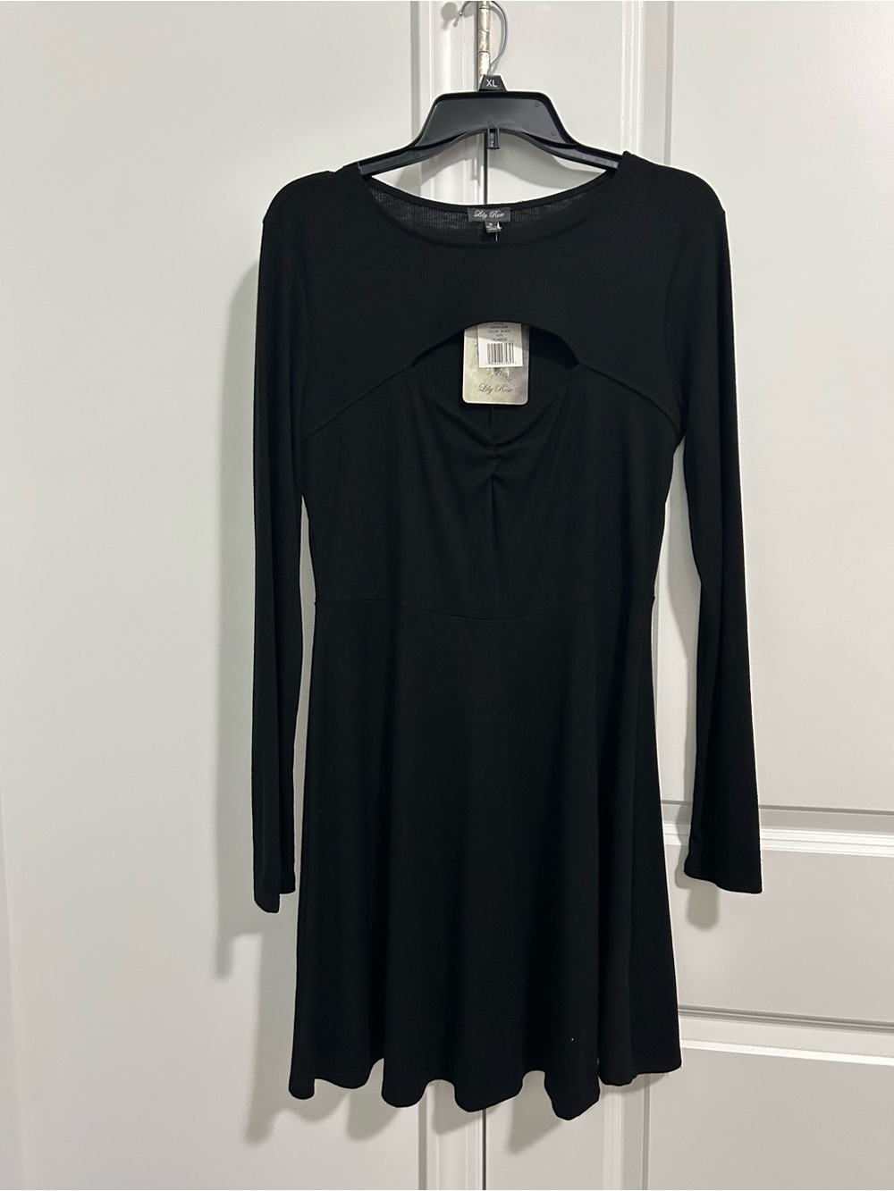 NWT Little Black Dress! Lily Rose Black Long-Sleeve Keyhole Fit-and-Flare Dress